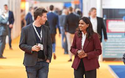 An image of two business professionals networking at Intermodal Europe 2022
